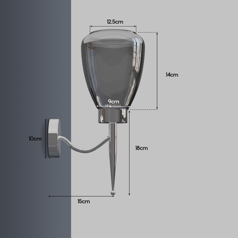 Aletris Glass LED Armed Sconce, Chrome, No