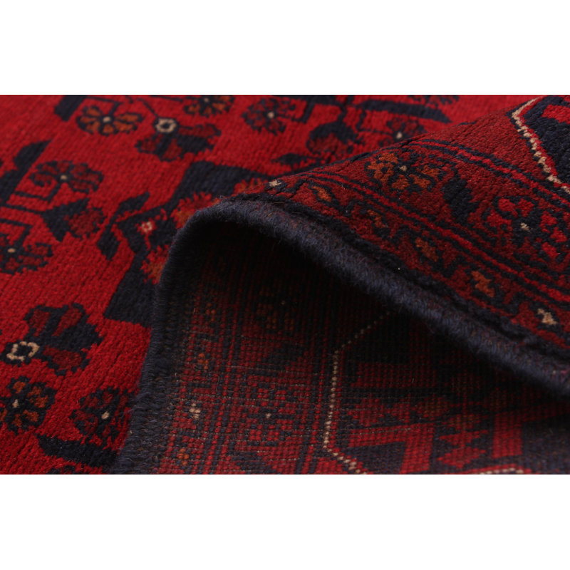 Tapis de zone en laine rouge/noir 4 pi x 6 pi 3 po à main one-of-kind-noué la 2010 esari turque Bagatelle