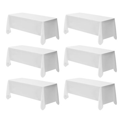Nappes blanches pour tables rectangulaires, paquet de 6, 70 po x 120 po, vêtements de table réutilisables et lavables à la machine, housses de table en tissu de polyester infroissable pour mariage, fête, banquet