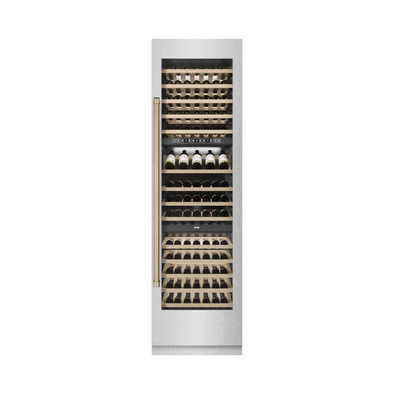 ZLINE Autograph 24 in. DuraSnow 100 Bottle Column Wine Cooler with Gold Accents, Bronze