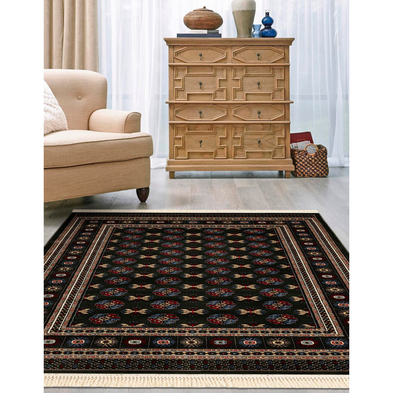 Tapis traditionnel Hinshaw vert foncé, Rectangle 3 pi 3 po x 5 pi 3 po