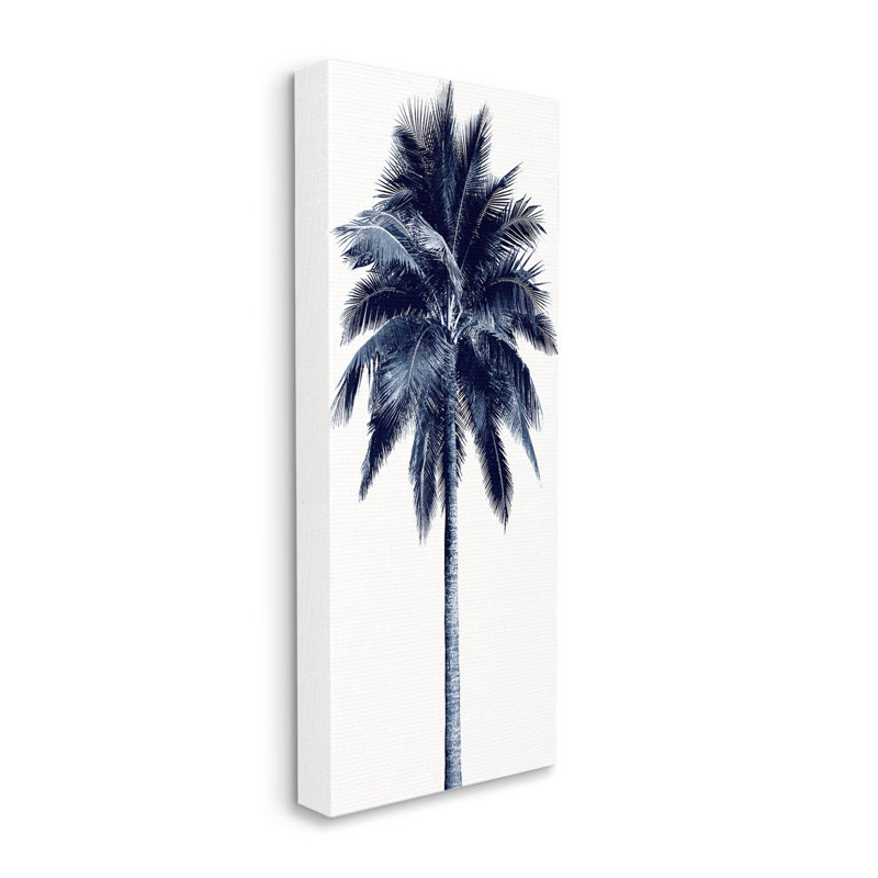 Modern Palm Tree Looming by Devon Davis - Graphic Art, 30" H x 13" W x 1.5" D, Coastal White Framed Giclee