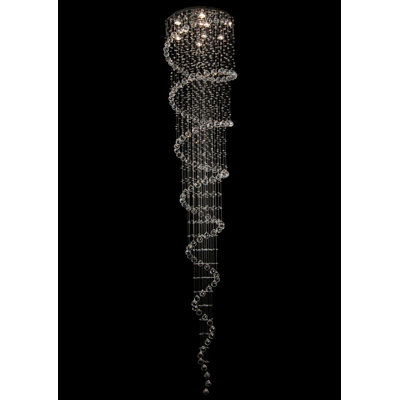 Lustre de transition à 9 lumières en cristal en spirale