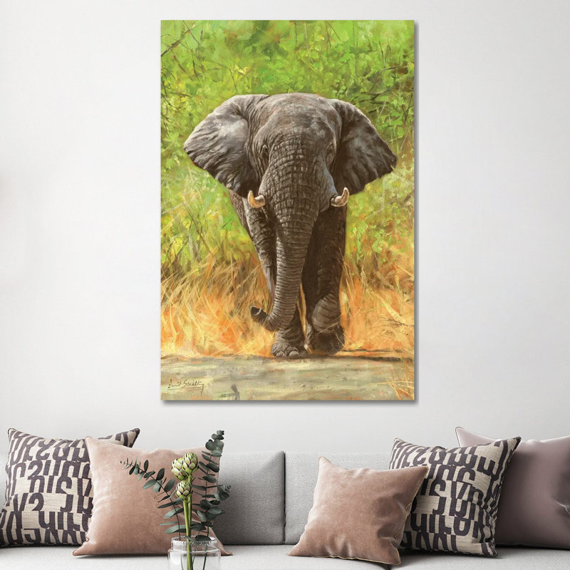 African Elephant Staredown - Print on Canvas, Wrapped Canvas, 152.5 cm H x 101.5 cm W x 3.175 cm D