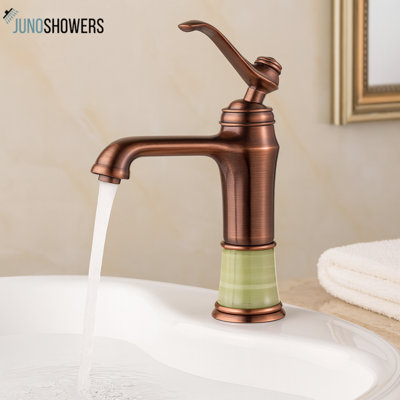 Robinet de lavabo de salle de bain à poignée simple Juno Bordeaux avec finition dorée polie - Design de luxe moderne