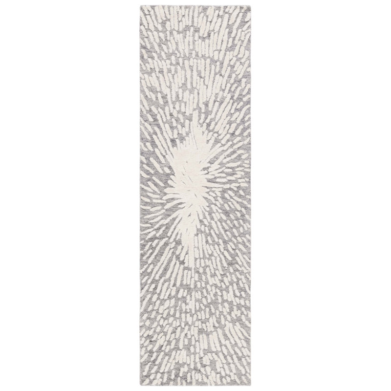 Tapis gris / ivoire Metro 478, Tapis de couloir 2 pi 3 po x 8 pi