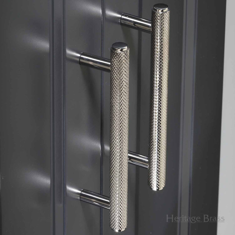 Heritage Brass Signac Heritage Cabinet Pull Complete Knurl Design, Polished Nickel, 9.6cm H x 11cm W x 12.8cm D