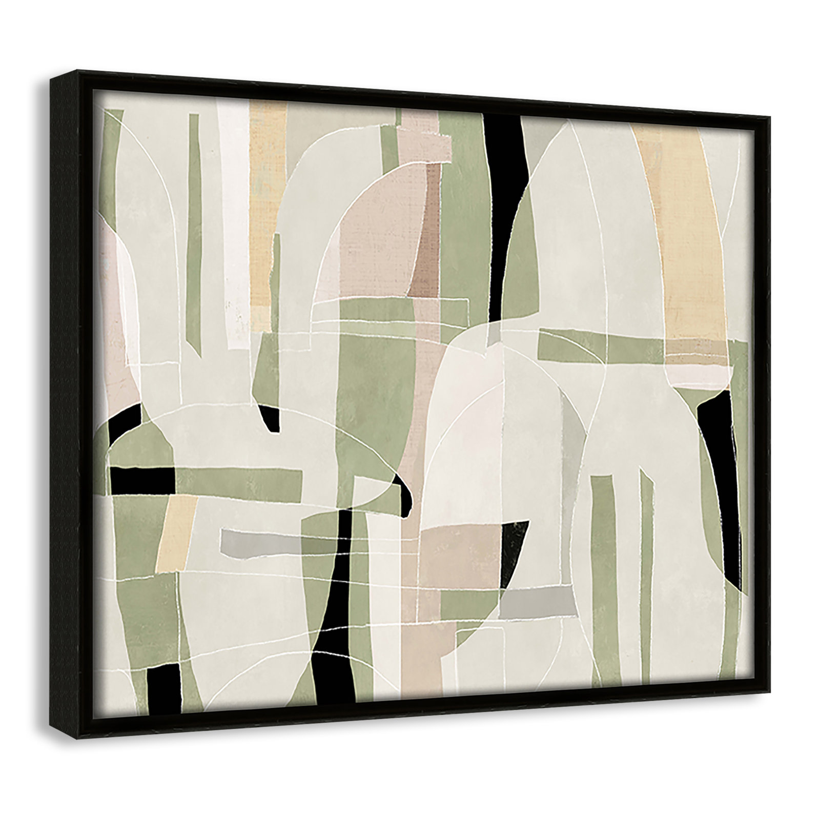 Sunny Barcelona - Floater Frame Canvas, 11.5" W x 9.5" H, Espresso
