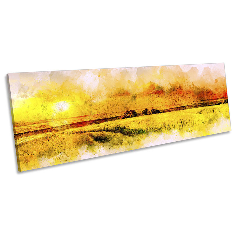 Meadow Landscape Sunset Panoramic - Wrapped Canvas Panoramic Print, 45.72cm H x 137.16cm W