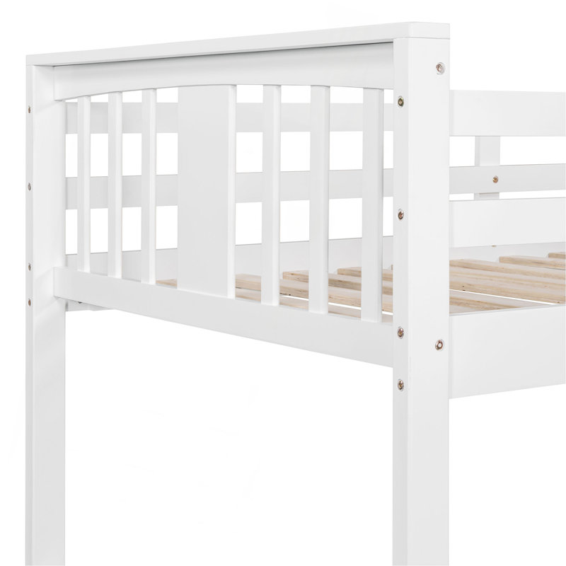 Twin Over Twin Bunk Bed With Ladder, White