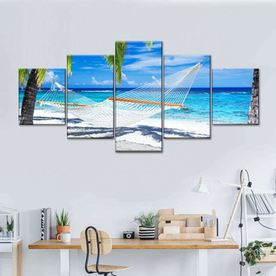 Hamac sur la plage, reproduction d'art sur toile