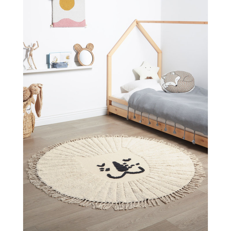 Round Prochaska Animal Print Cotton Machine Tufted 140cm X 140cm Area Rug