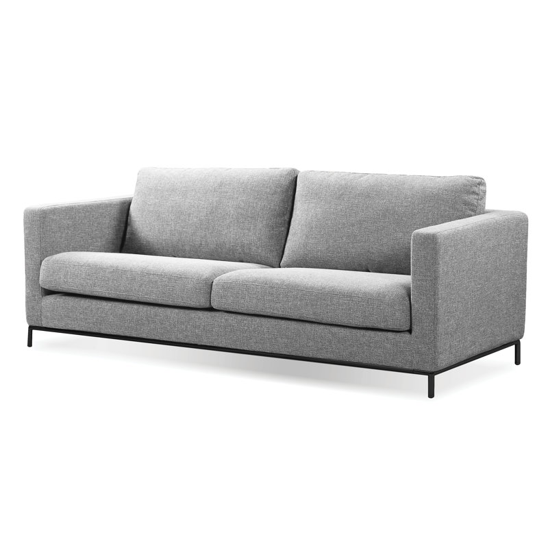 Canapé à accoudoirs carrés en chenille de 82 po avec coussins réversibles Babi, Gris, Noir