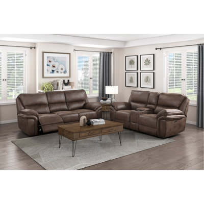 Plush Modern Living Room Sofa Set 2Pc Power Reclining Sofa And Loveseat Brown Microfiber Upholstery USB Port Solid Wood Frame Furniture