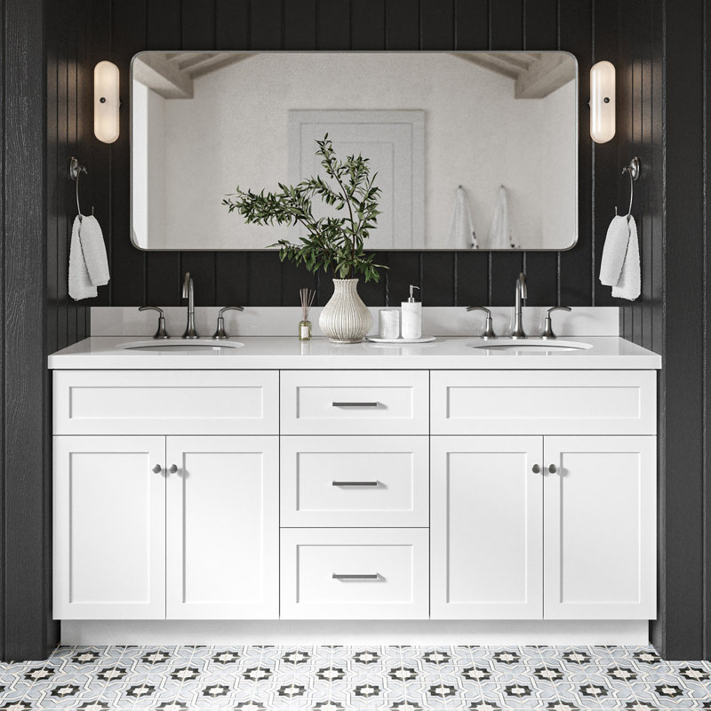 Ensemble de meuble-lavabo double 73 po Hamlet, blanc, Blanc
