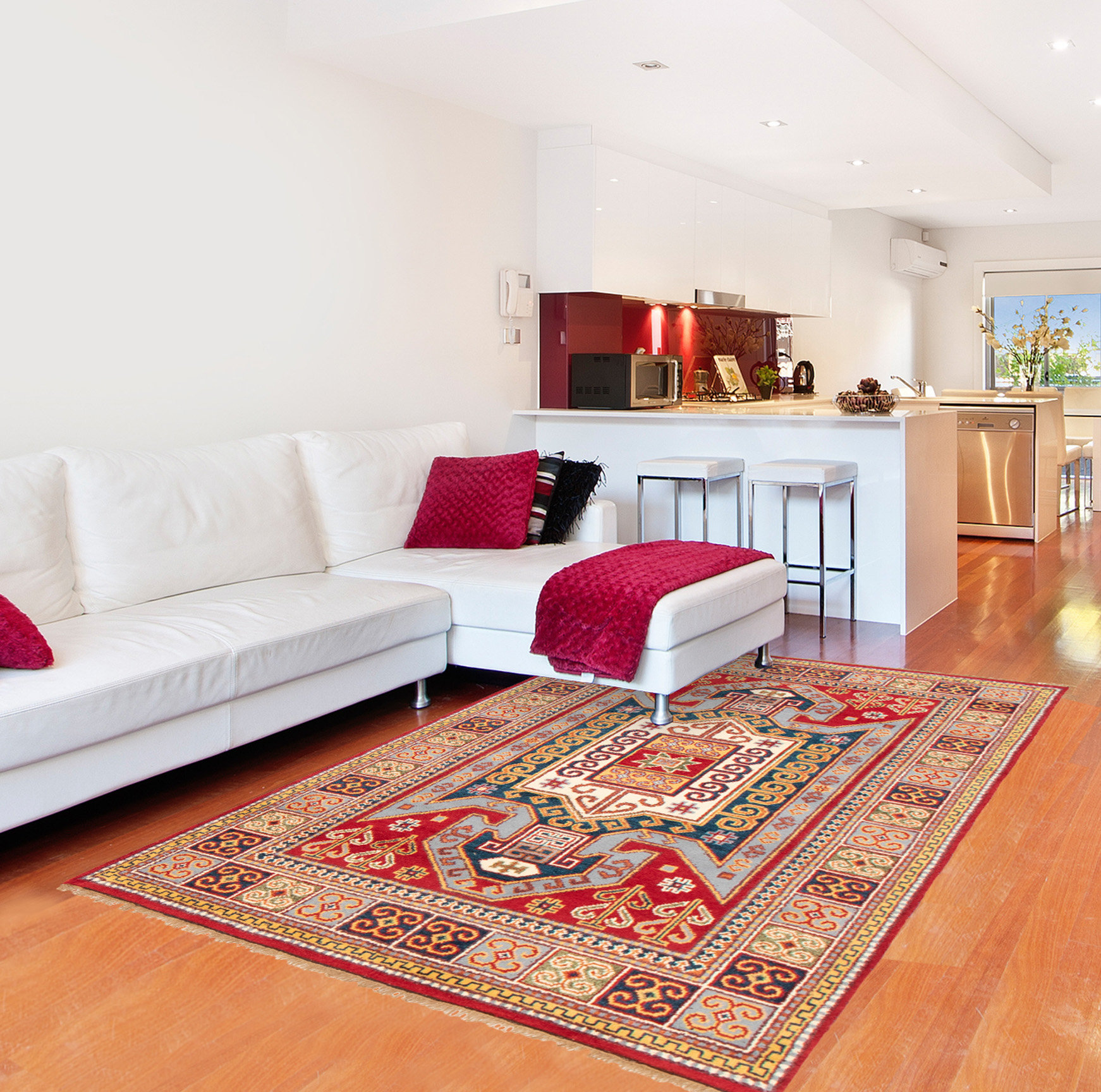 Isabelline Royal Kazak Dark Red Rug 5'9