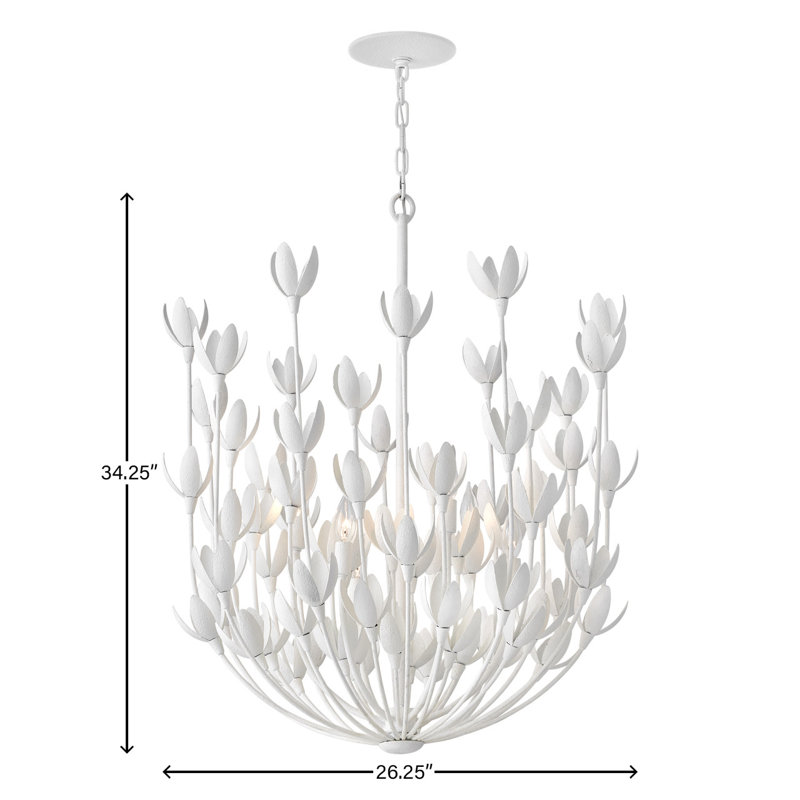 Flora White Textured Plaster Six-Light Handmade Chandelier
