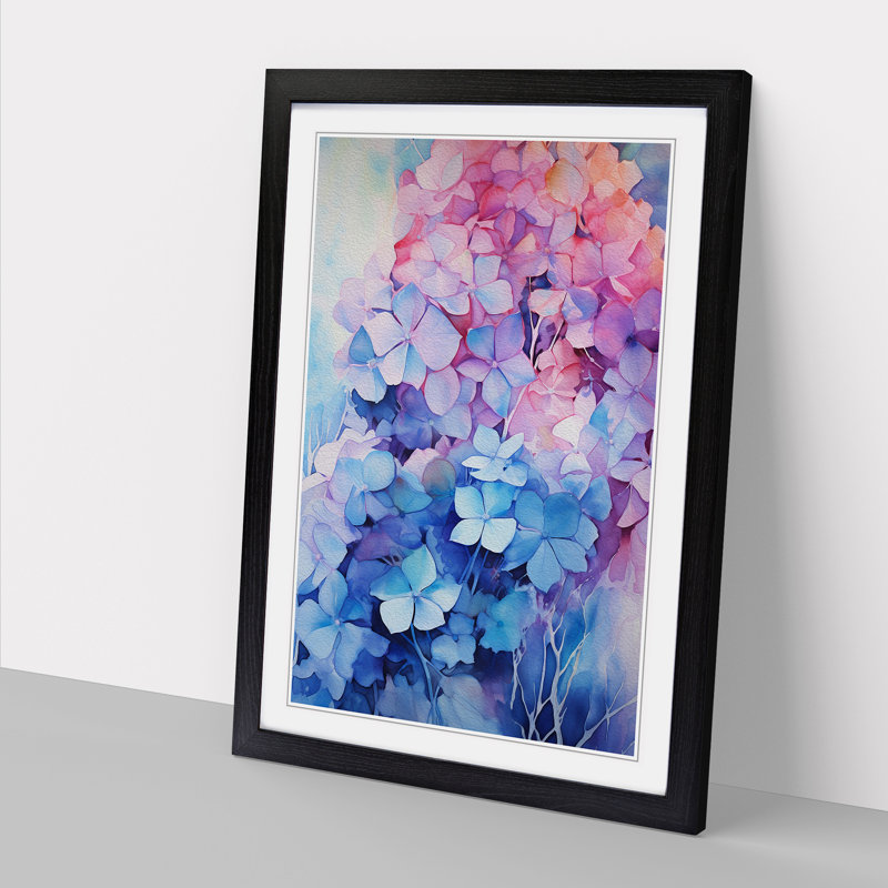 Hydrangea Abstract - Framed Print, 64cm H x 46cm W x 2cm D, Black