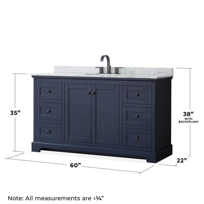Ensemble de meuble-lavabo simple 60 po avec miroir Avery, Noir mat, Bleu très foncé