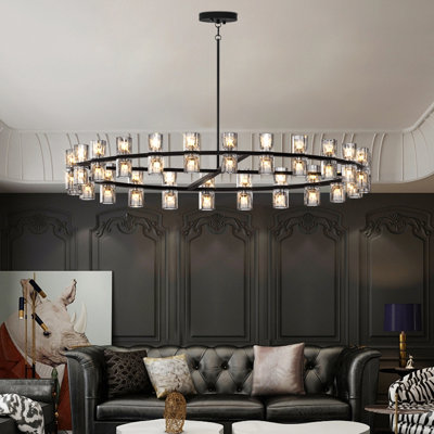 48 pouces en cristal pour la décoration intérieure, design noir luxueux, éclairage à DEL, plafonnier, câblé, 48 W 3, blanc chaud 2700 K, salon et salle à manger blanc