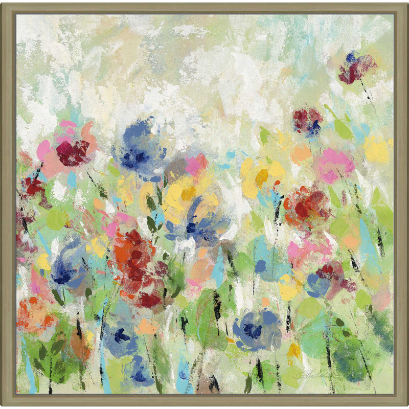 «Springtime Meadow Flowers II», reproduction de peinture acrylique sur toile, H 18 po x l 18 po x P 1 po, Toile tendue