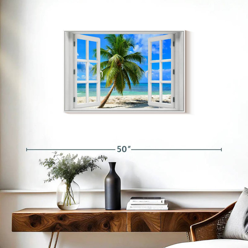 De la fenêtre à l'Axe des Fêtes, Cadre flottant blanc, 31 po x 21 po