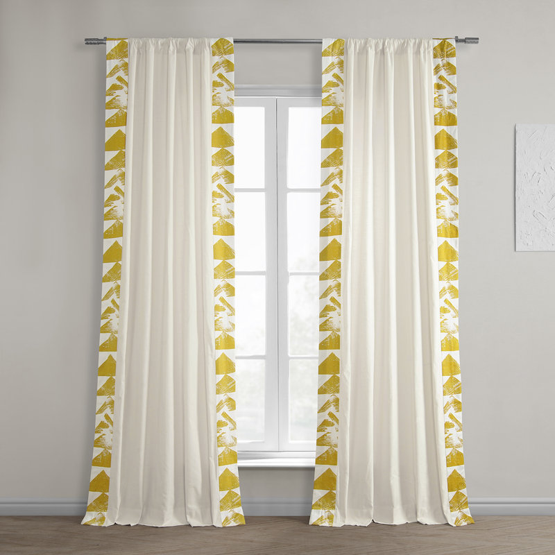 Rideaux à bordure simple en coton Artisan Modern, L 50 po x L 120 po, Doré