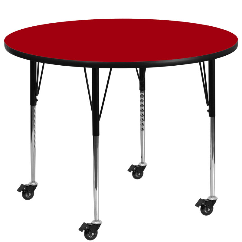 Table ronde mobile en stratifié Goddard, Rouge, L 42 po x P 42 po x H 22,25 po à 30,37 po