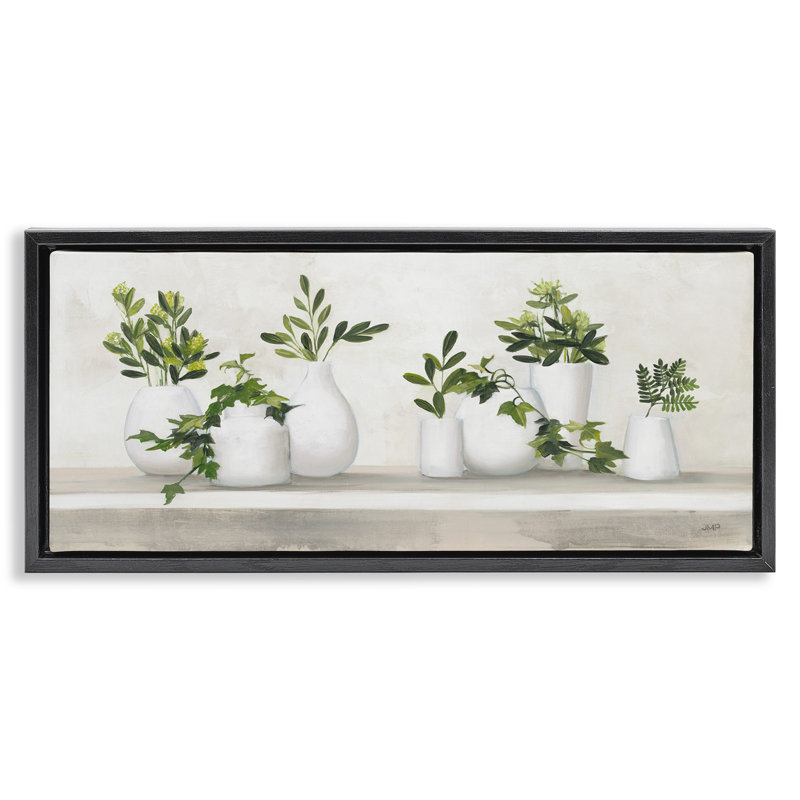 Plantes de chalet traditionnelles en pot, H 11 po x l 25 po, Cadre flottant noir de jais