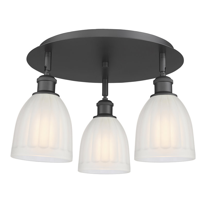 Bianey Glass Flush Mount, White, Matte Black