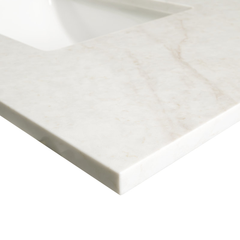 Plateau de meuble-lavabo à simple cuve intégrée en pierre d'ingénierie 37 po x 22 po LustreLine Sarena, Sarena