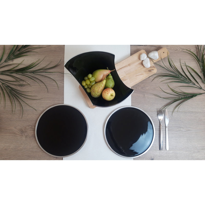 Faasulu Metal Solid Colour Round Placemat, Black