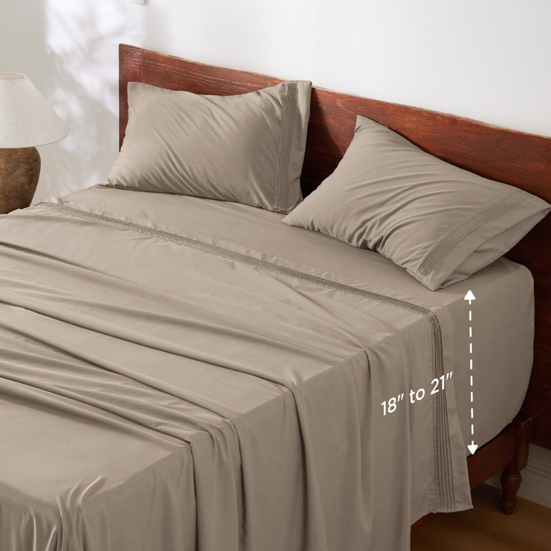 Bedsure Deep Pocket Sheet Set - Fits Mattresses Up to 21 Inches Thick -  GentleSoft Bed Sheet set, Moisture Wicking, Soft & Cooling Bed Sheet & Pillowcases, Easy & Secure Fit