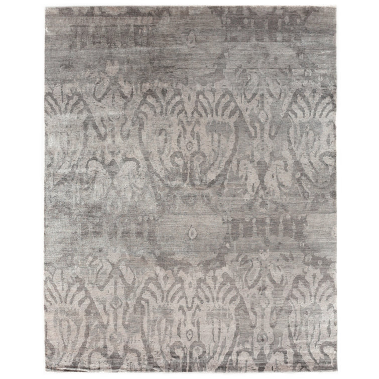 Antique'd Silk Damask Area Rug