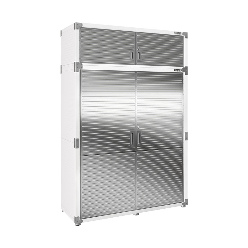 Seville Classics UltraHD 2 Piece Stainless Steel Storage System, 90.5" H x 60" W x 24" D, White