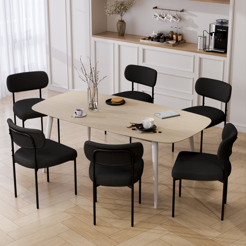 Chaise de salle à manger rembourrée l 19,7 po avec repose-pieds réglables Boucle, 6, Noir