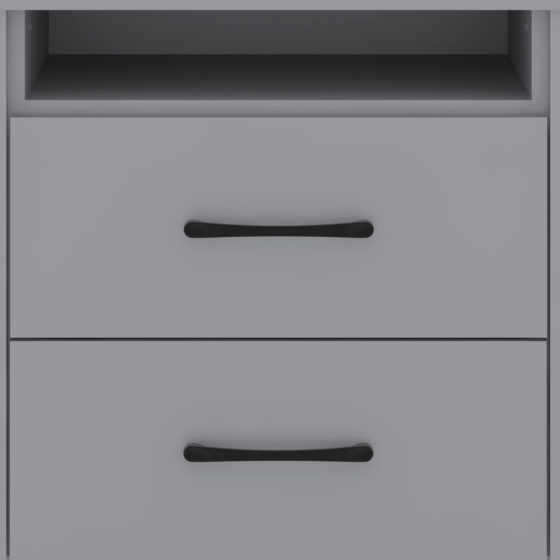 Table de chevet 2 tiroirs 22,7 po Pruitt, Gris froid, Ensemble de 2