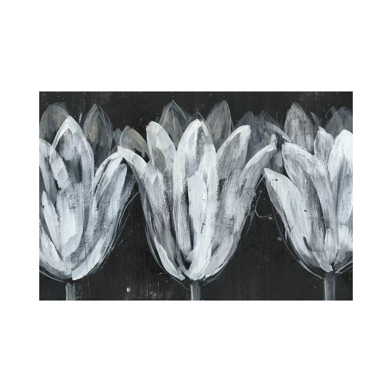 White Trio On Black I by Jennifer Goldberger - Wrapped Canvas Gallery-Wrapped Canvas Giclée, 20.32cm H x 20.32cm W