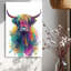 «Vibrant Watercolor Highland Cow», art sur toile haute définition - Studio-1136674596