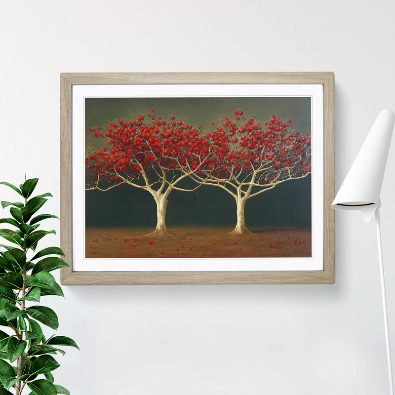Beauteous Apple Trees - Single Picture Frame Print, 25cm H x 34cm W x 2cm D, Oak