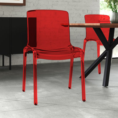 Lade Transparent Plastic Stackable Dining Chair with Waterfall Edge Seat – Lightweight Versatile Accent & Kitchen Side Chair, No Assembly Required