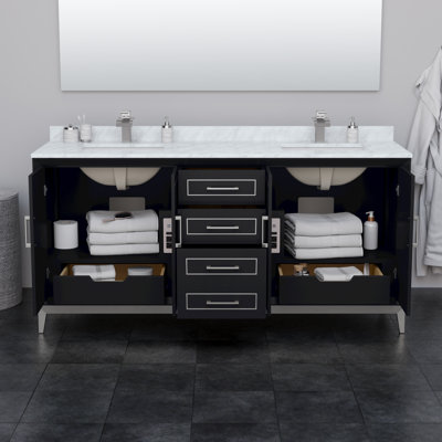 Marlena 72" Freestanding Double Bathroom Vanity with Cultured Marble Top