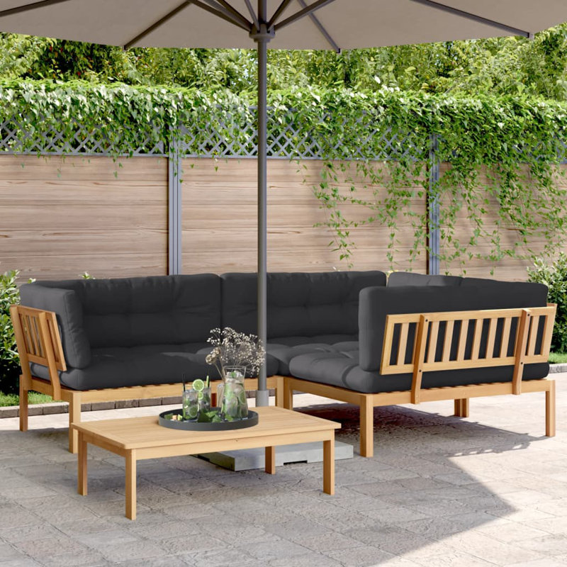  Ensemble de canapé palette modulaire moyen en bois d'acacia massif anthracite