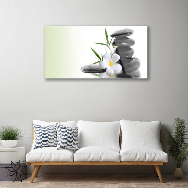 Art Flower Stones - No Frame Print on Glass