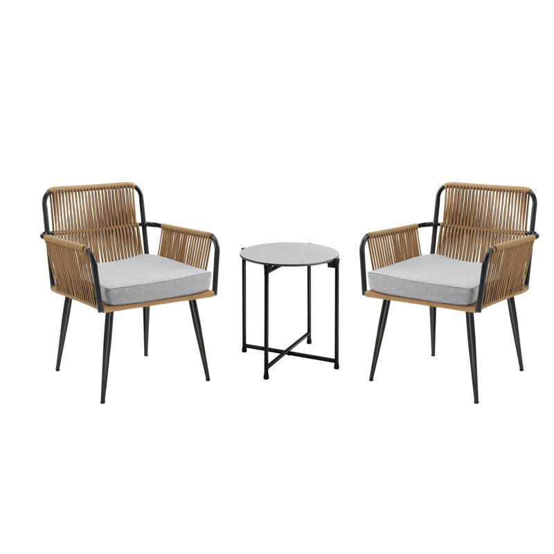 Alburgh All-Weather Outdoor Conversation Set with Two Rope Chairs and 18" H Cocktail Table