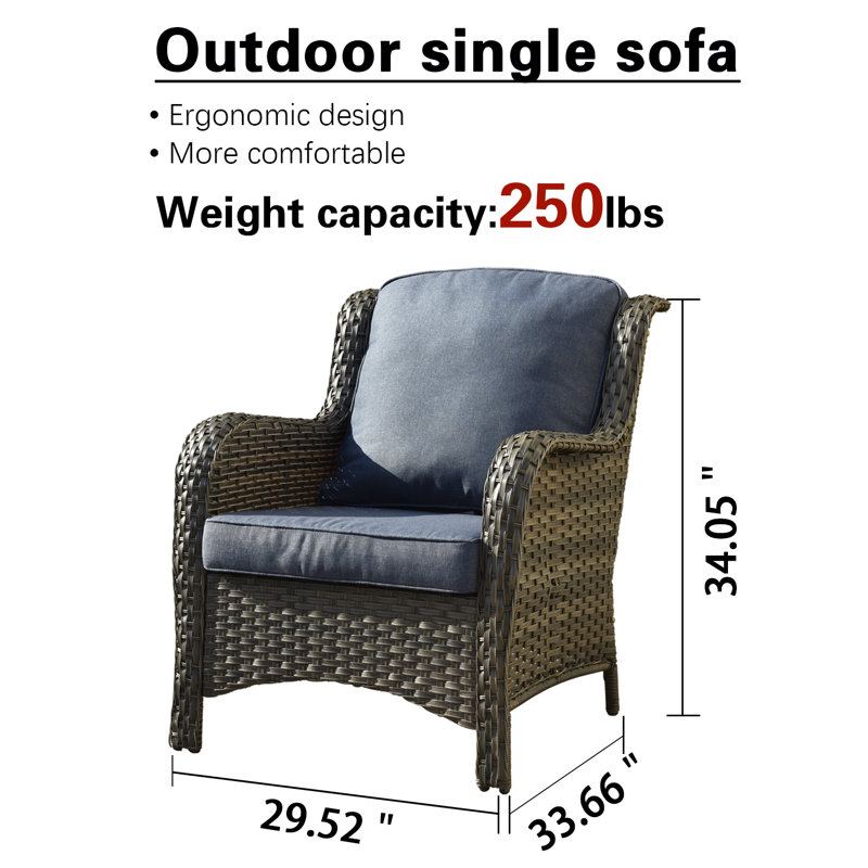 Chaise de patio avec coussins Moreno, Bleu denim