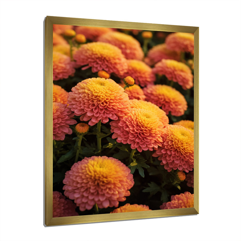 Maman pêche jaune en fleurs, H 32 po x l 24 po x P 1 po, Cadre doré à une seule photo