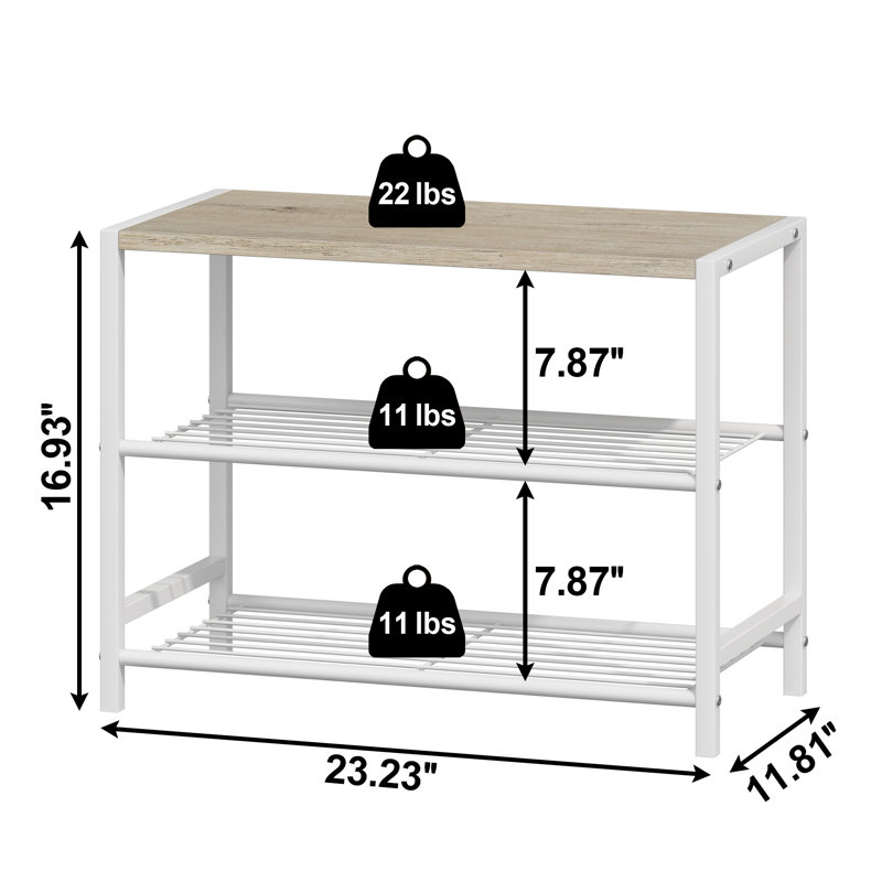 6 Pair Shoe Rack Entryway Shoe Storage, Oak/White