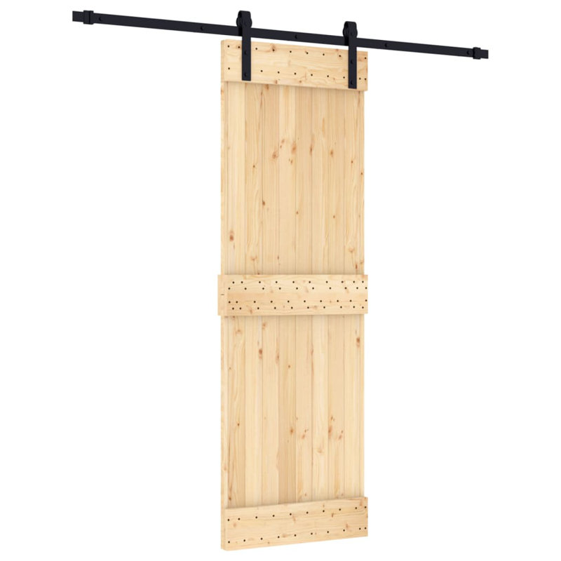 Porte coulissante avec quincaillerie Vidaxl, 27,6 po x 82,7 po, Noir/naturel