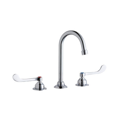 8" Centerset with Concealed Deck Faucet with 5" Gooseneck Spout 6" Wristblade Handles Chrome